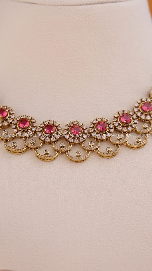 SPARKLING BLOSSOM AD NECKLACE - RED