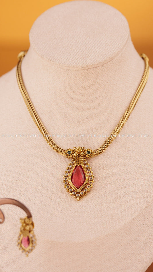 RAJAM PALAKKA NECKLACE - RED