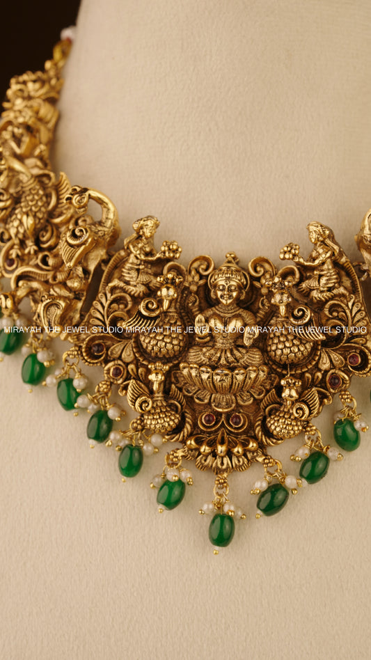FEATHER CREST LAKSHMI NECKLACE (HEAVY)