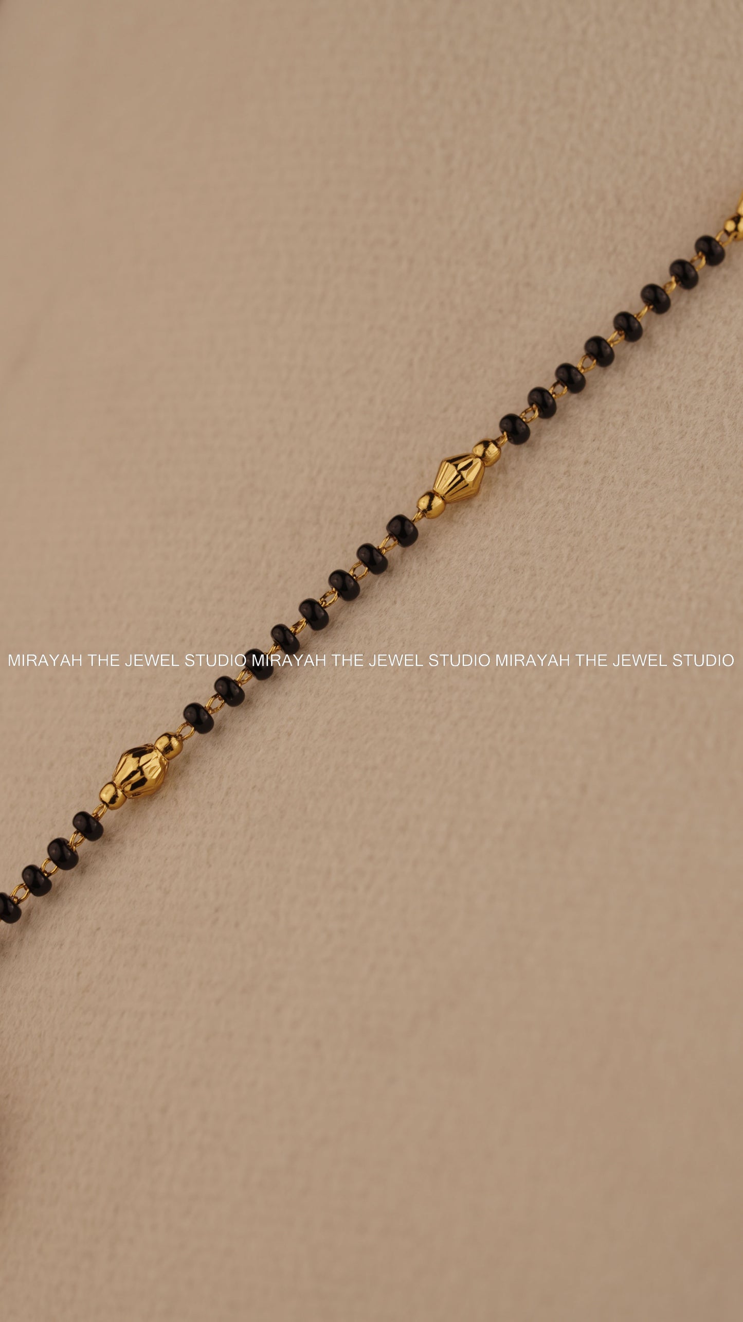 BLACK BEAD SUBHALAKSHMI NECKLACE - GREEN AND RUBY