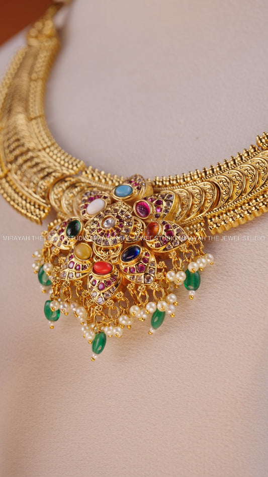 PREMIUM NAVARATNA COIN NECKLACE
