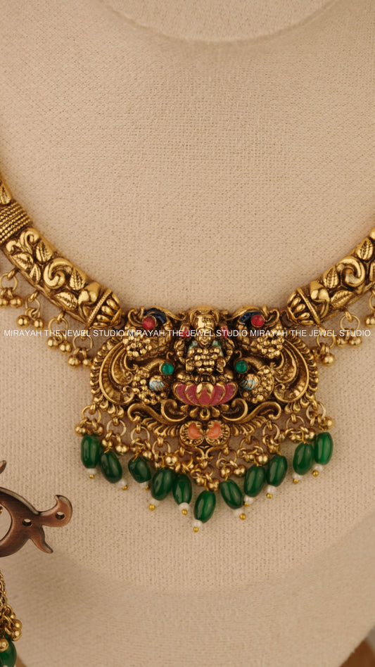 MANJARI MEENAKARI NECKLACE - GREEN