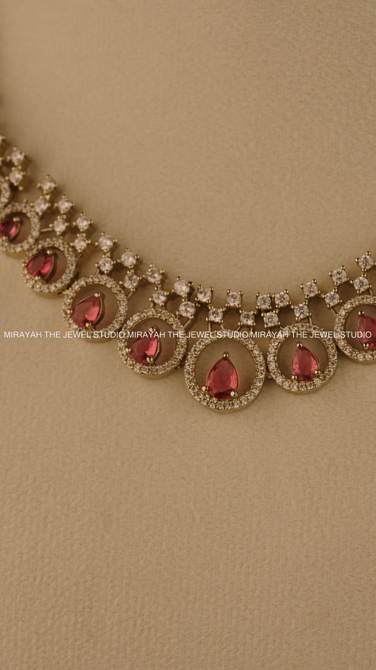 BLUSH DEW ELEGANCE NECKLACE - RUBY