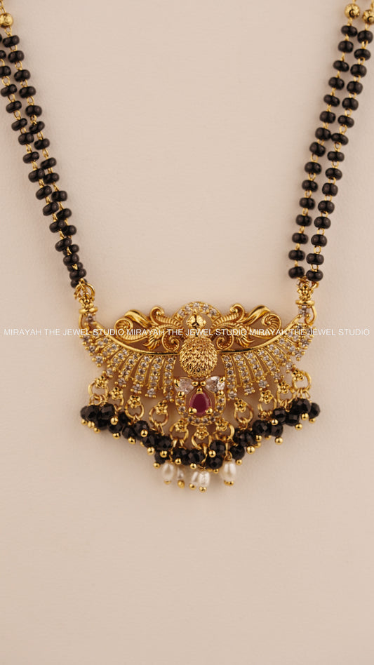 MORNI BLACK BEAD HARAM - RUBY