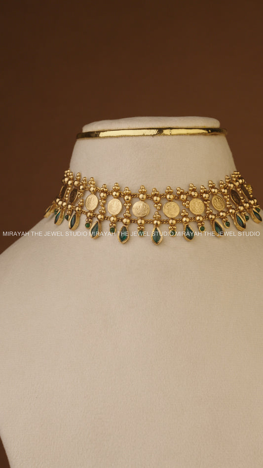 NAGAS COIN CHOKER/NECKLACE - GREEN