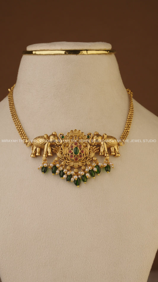 ELEPHANT LUXE CHOKER/NECKLACE - GREEN