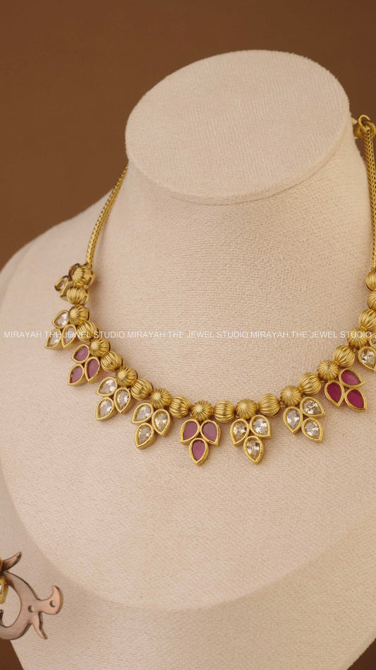 TWILIGHT PETALS NECKLACE - RUBY AND WHITE