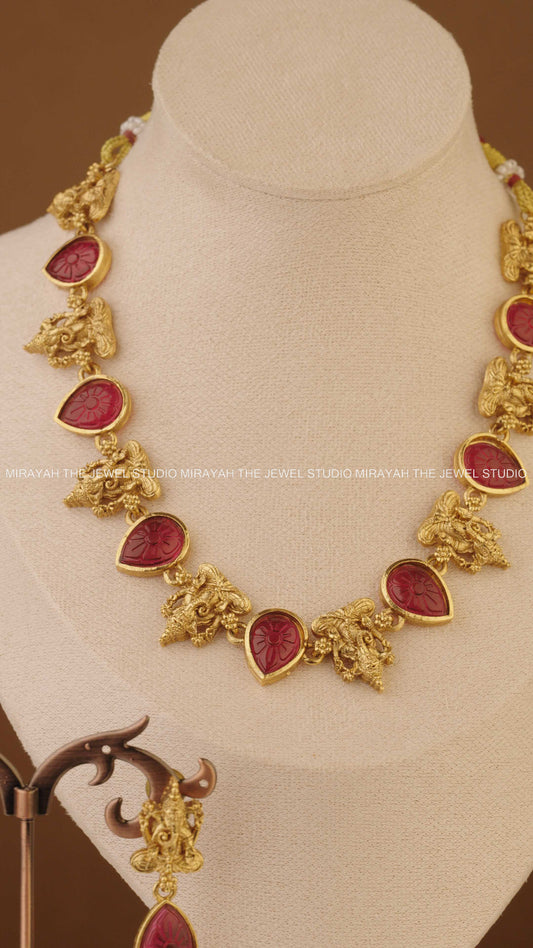 GANAPATHY GLOW NECKLACE -RED