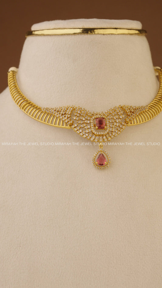 HEERA SHINE AD NECKLACE - RED