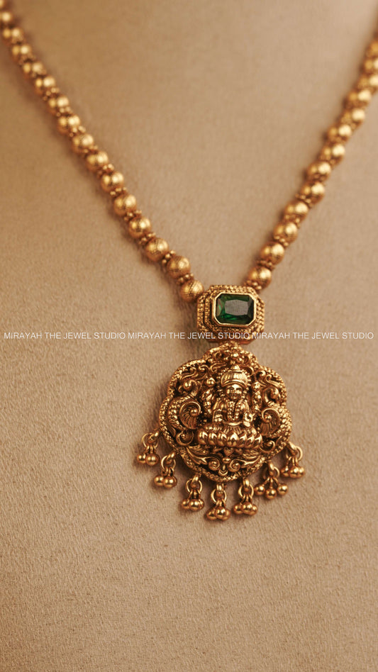 BHAVANI BEADED PENDANT MID HARAM - GREEN