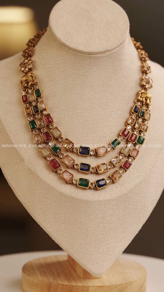 3 LAYERED RECTANGLE AD NECKLACE