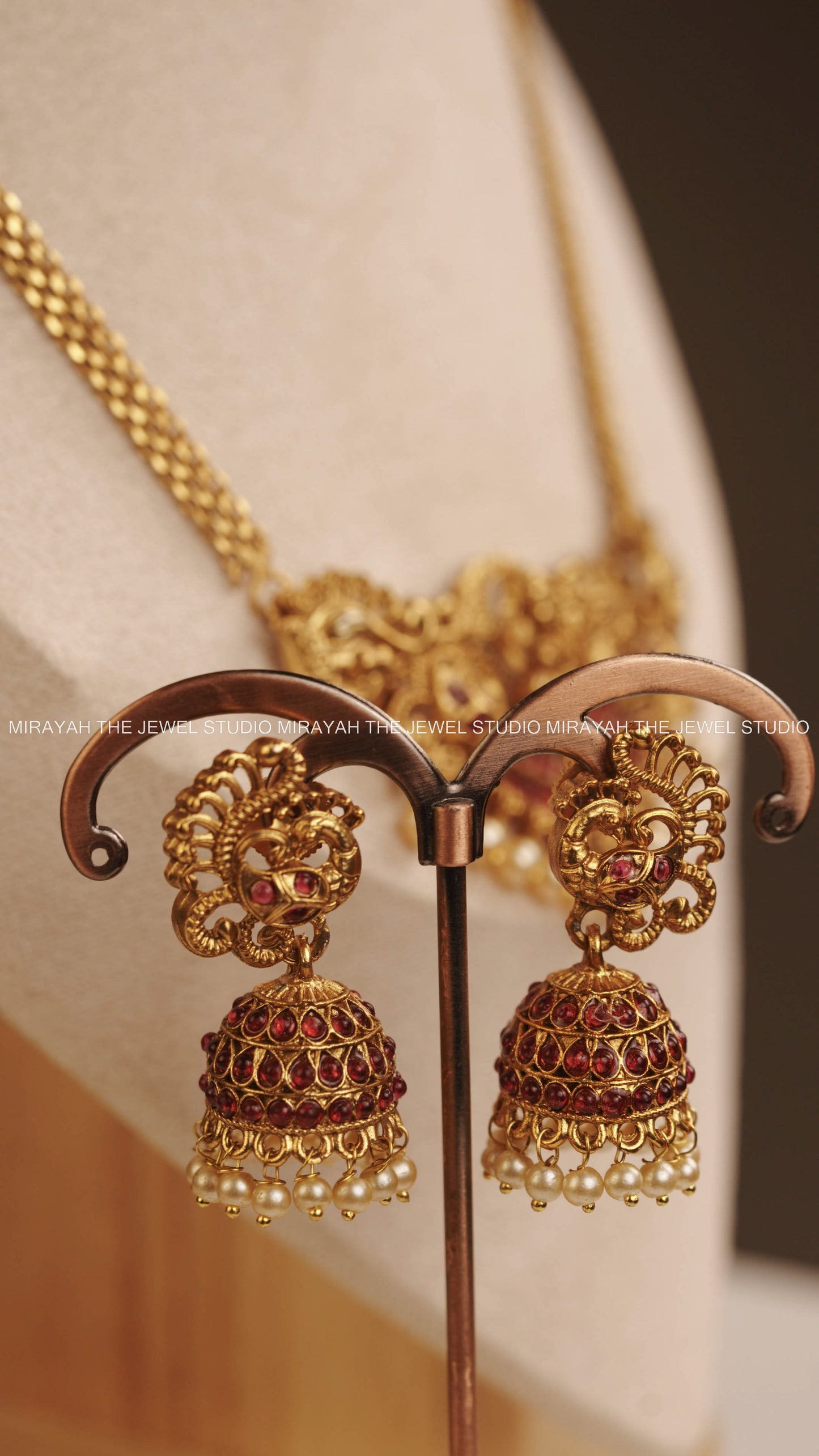 DEVIKA PEACOCK NECKLACE - RUBY