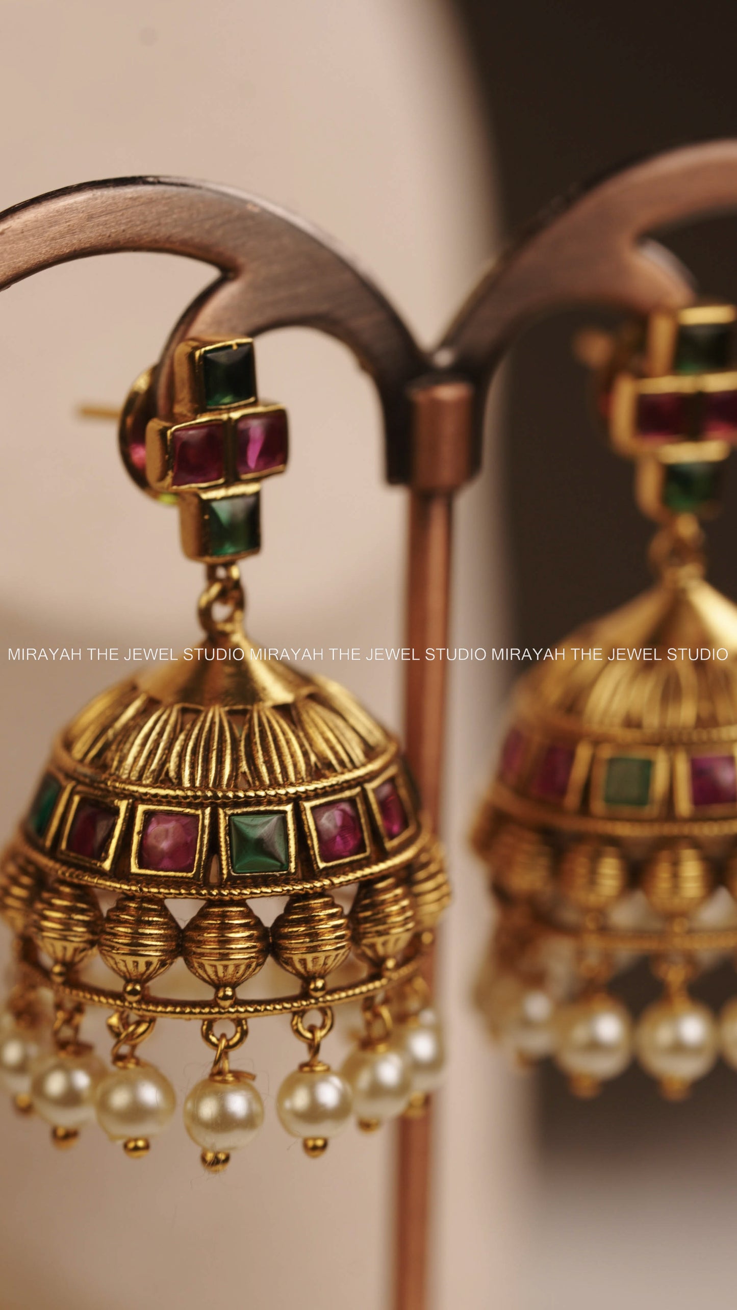 PREMIUM SQUARE SPIKED NECKLACE WITH JHUMKA