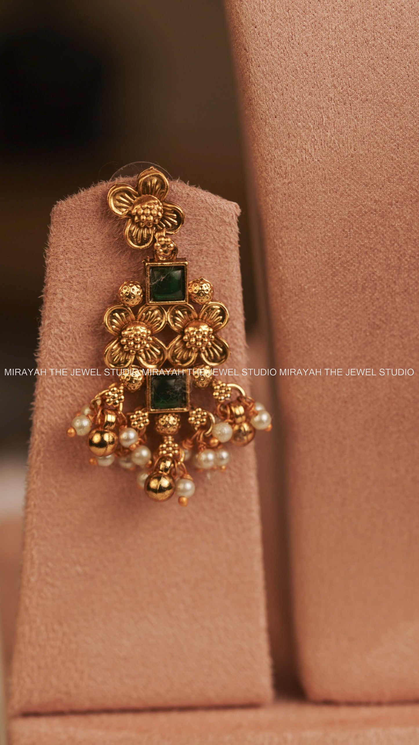 SIMPLE FLOWER PEARL NECKLACE - GREEN