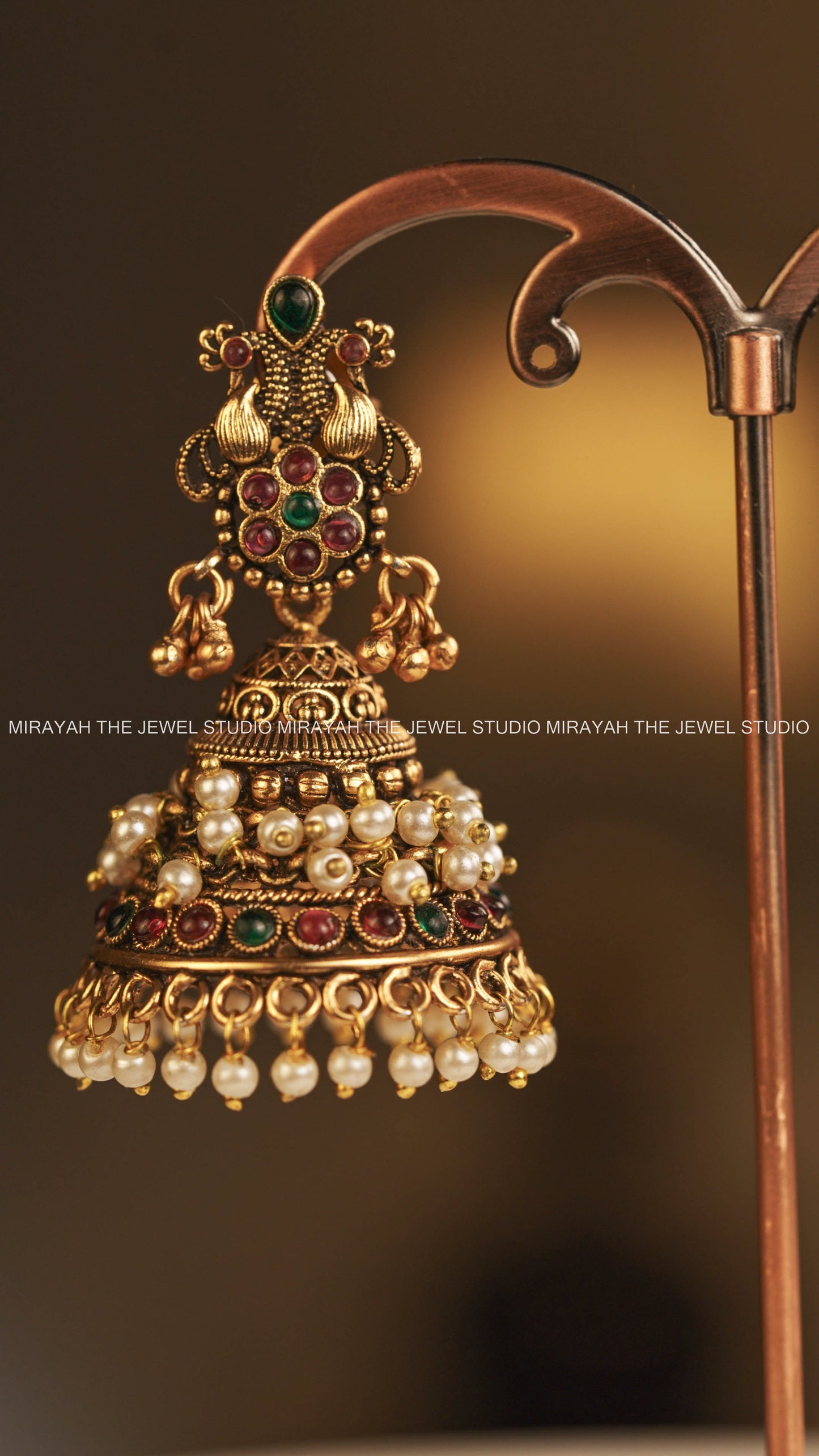 ANTIQUE MAYURI PEARL JHUMKA