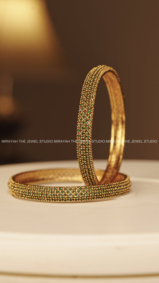 PREMIUM GLITTERY AD GREEN BANGLE (2PC)