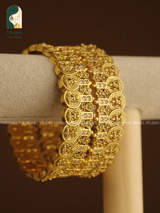 White stone Lakshmi Coin Bangle (2pc)