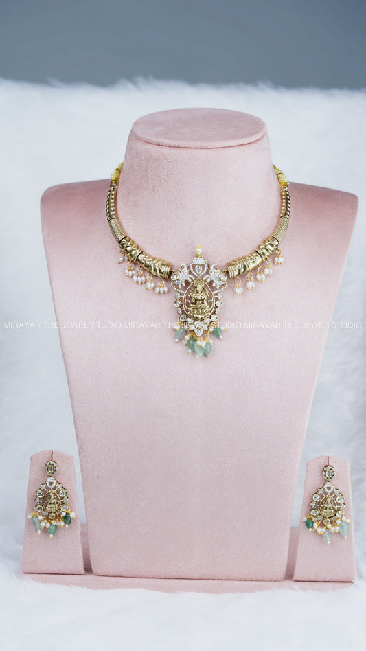 MAHALAKSHMI KANTI NECKLACE - MINT GREEN