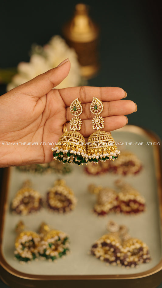 PREMIUM VELOURA JHUMKA - GREEN