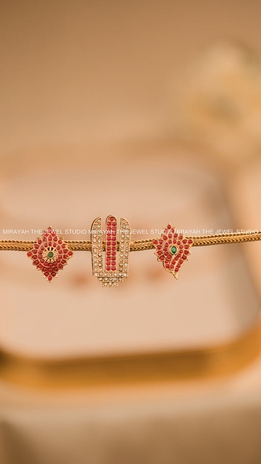 TIRUMALA NAMAM CHOKER/NECKLACE - RED AND WHITE