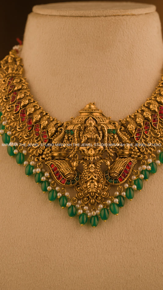 DEVIKA TEMPLE NECKLACE - GREEN