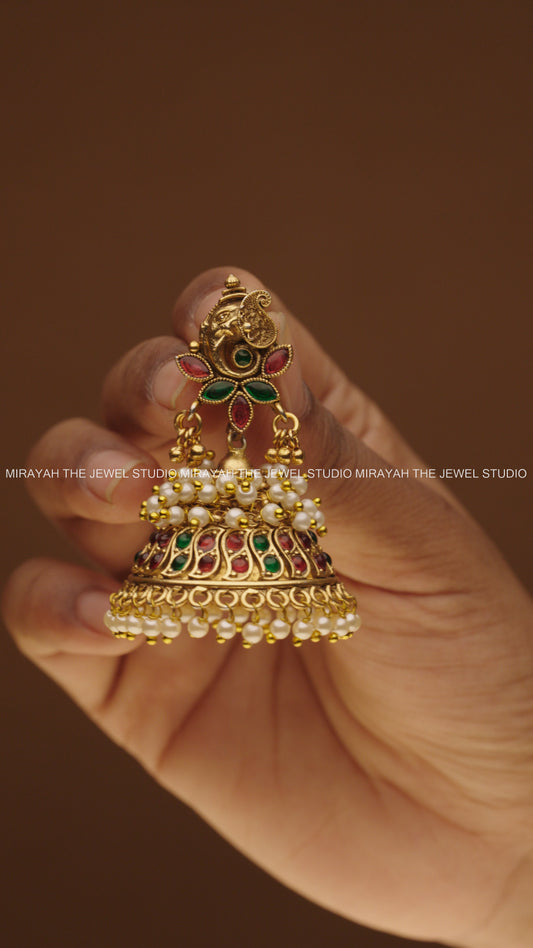 GAJA FLORAL PEARL JHUMKA