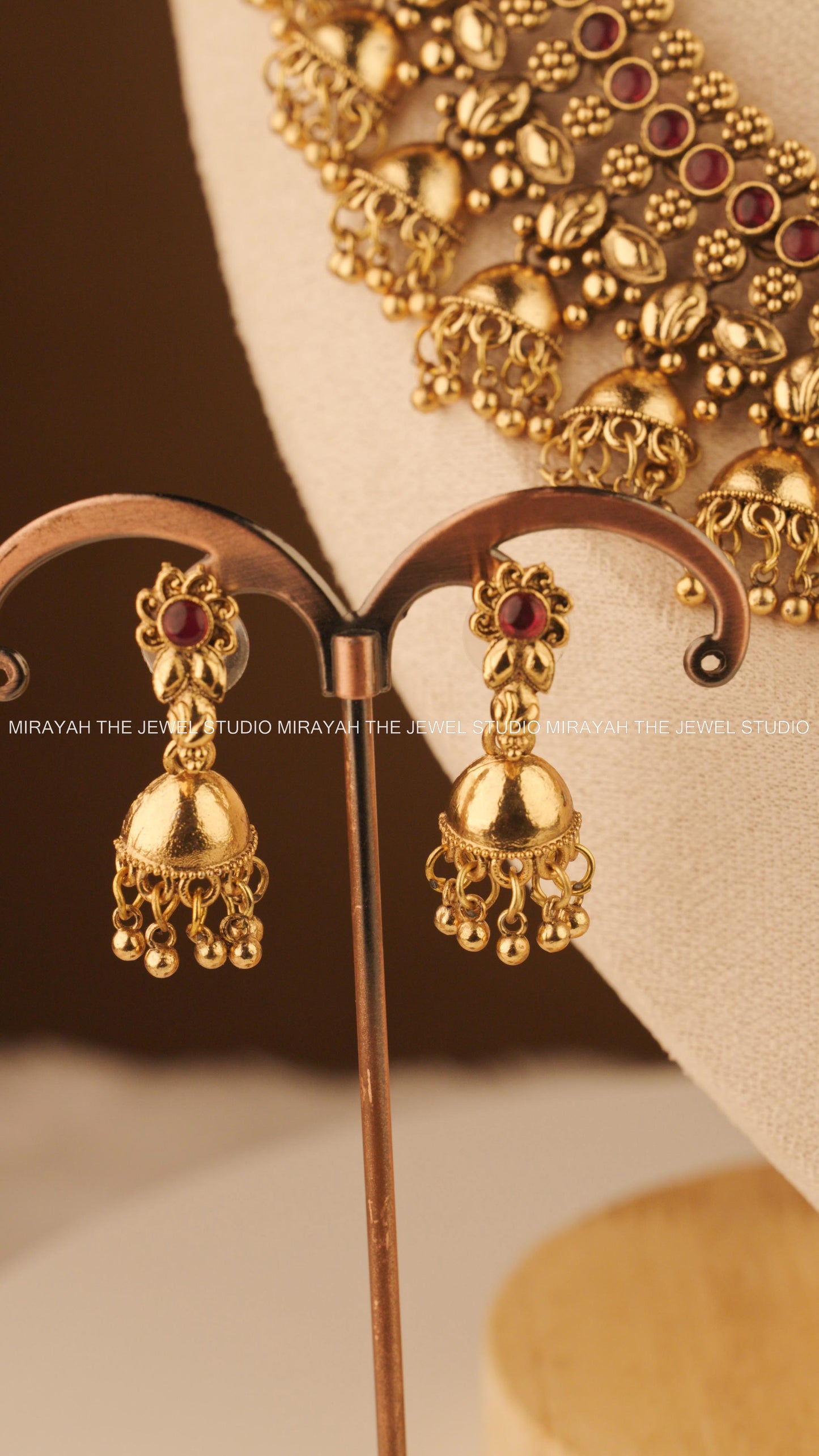 JHUMKA TARA NECKLACE - RED