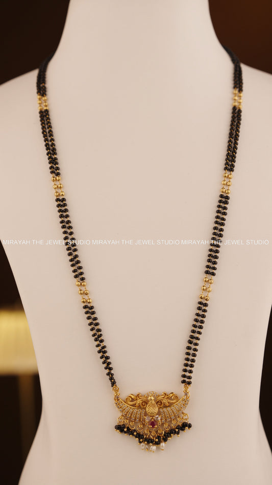 MORNI BLACK BEAD HARAM - RUBY