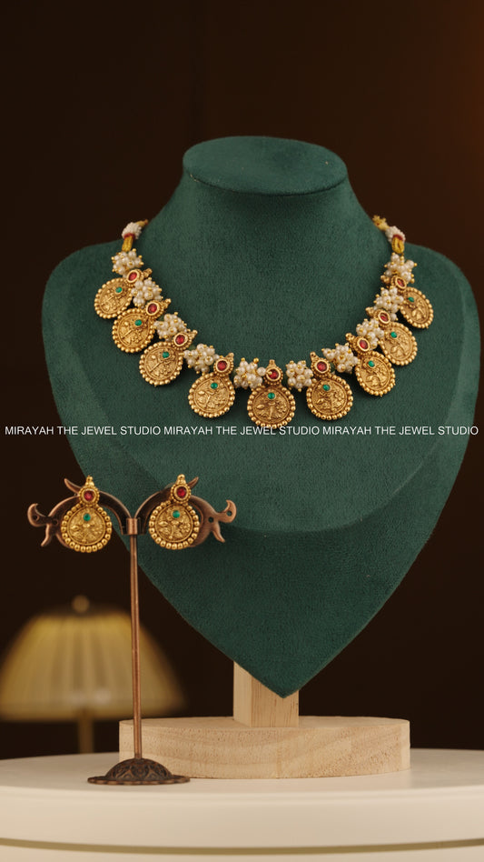 RATNADHAARA PEARL KAASU NECKLACE
