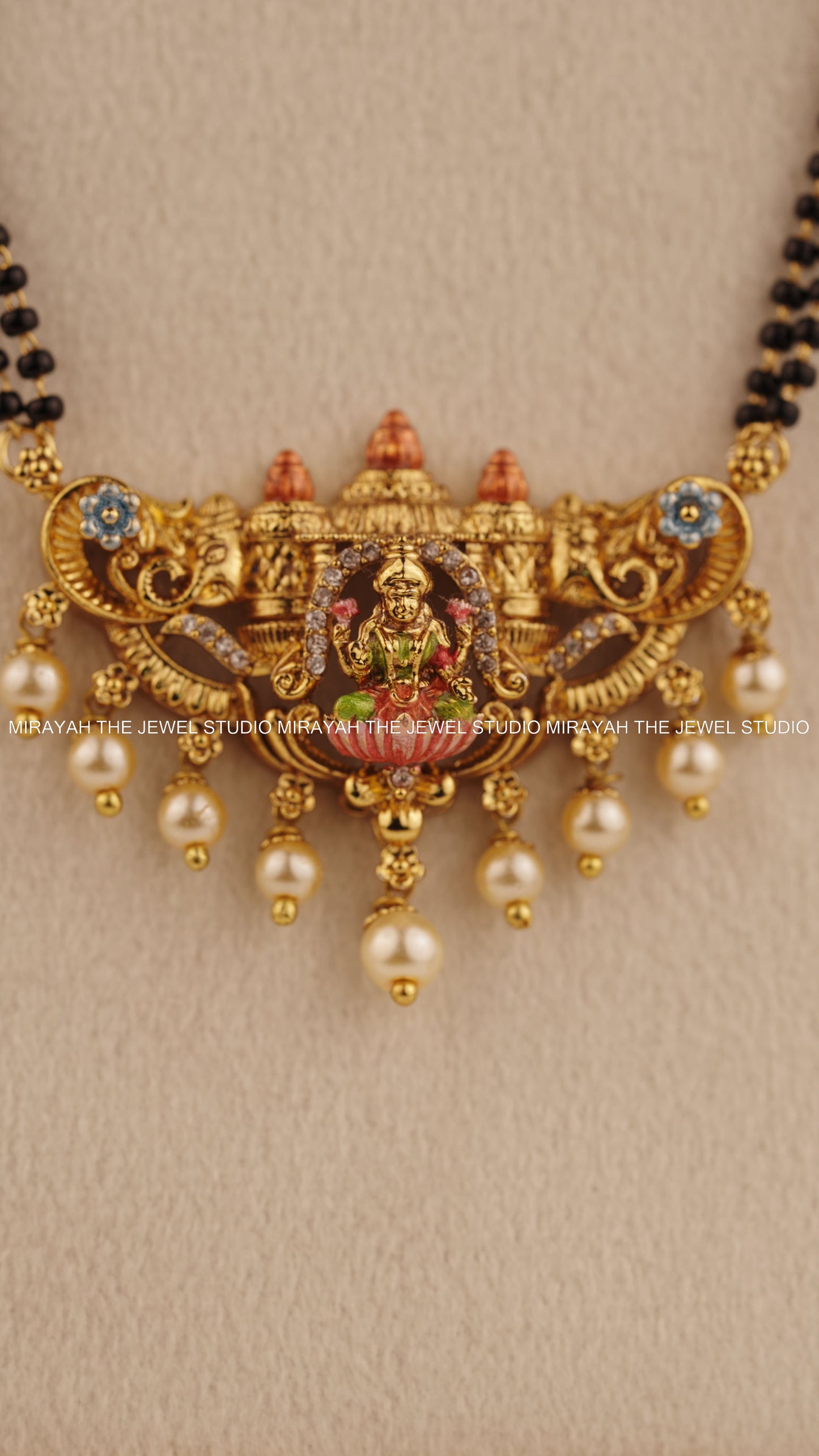 MEENAKARI BLACK BEAD HARAM