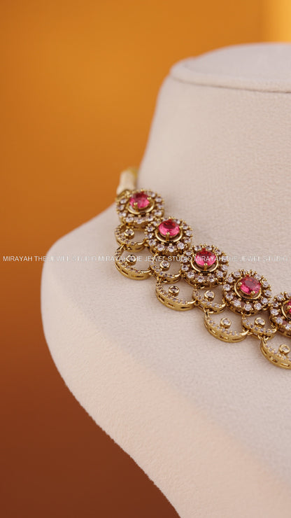 SPARKLING BLOSSOM AD NECKLACE - RED