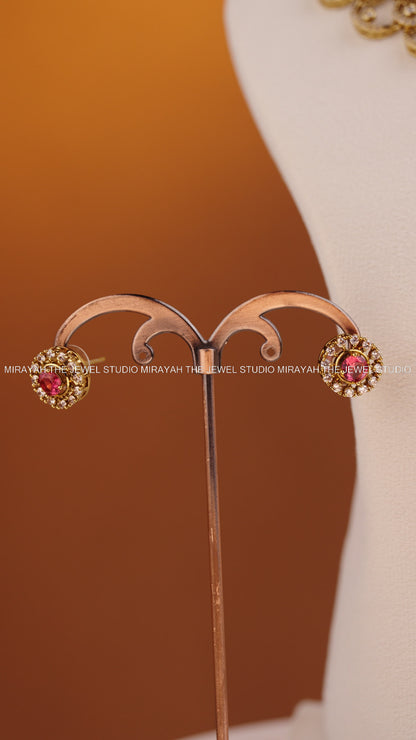 SPARKLING BLOSSOM AD NECKLACE - RED