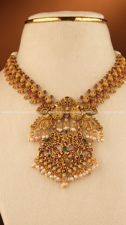 PEARL CREST MAYURA NECKLACE