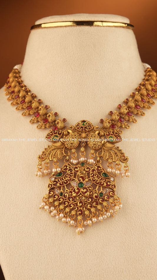 PEARL CREST MAYURA NECKLACE