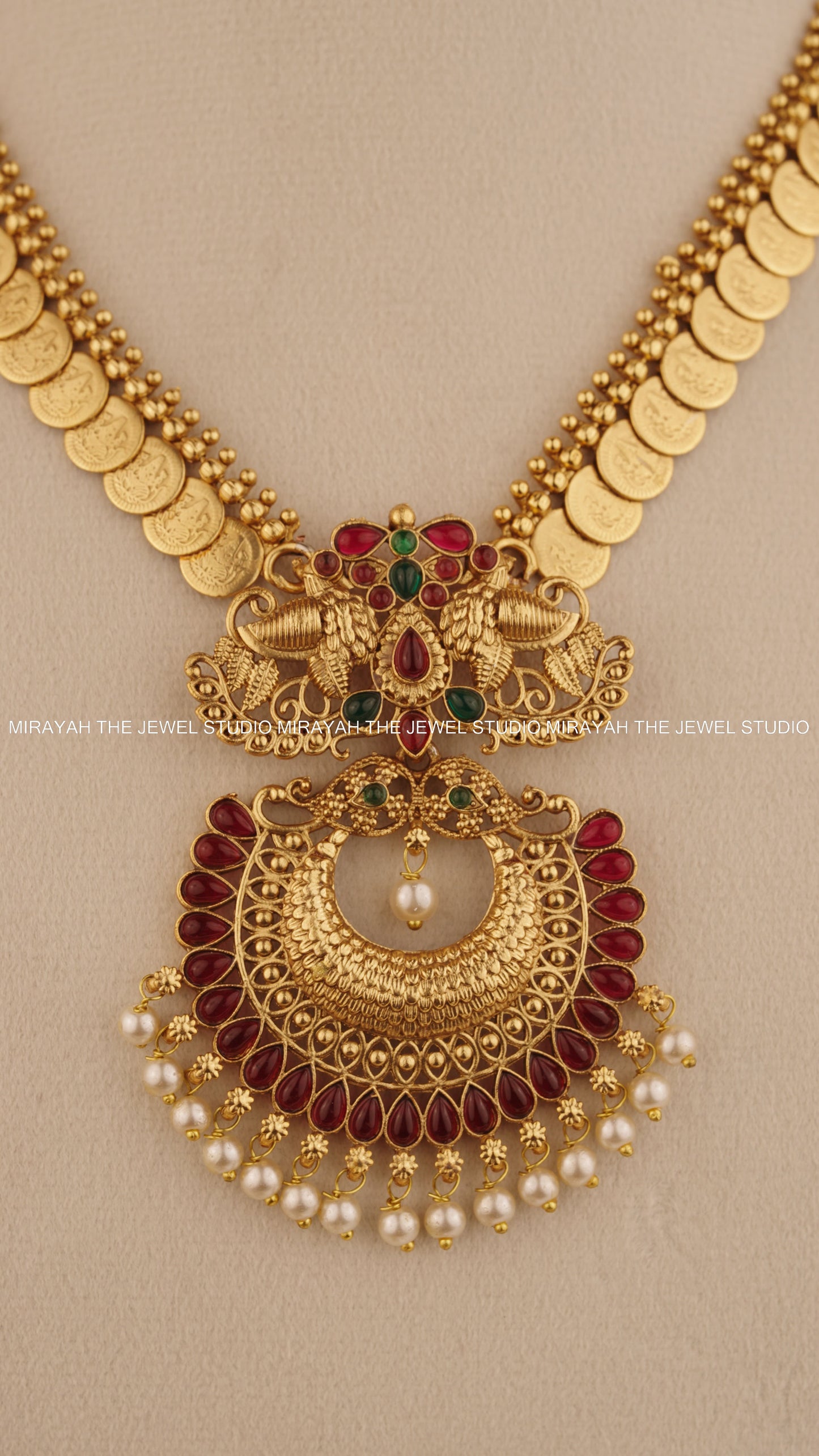 RUBY COIN PEACOCK NECKLACE