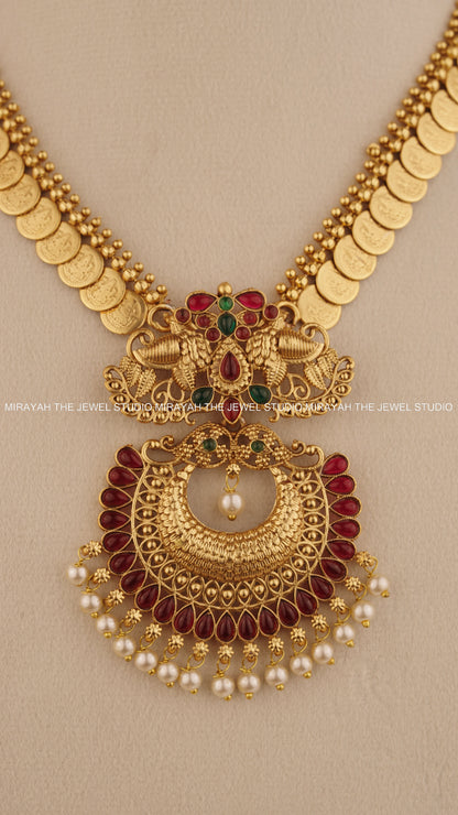 RUBY COIN PEACOCK NECKLACE