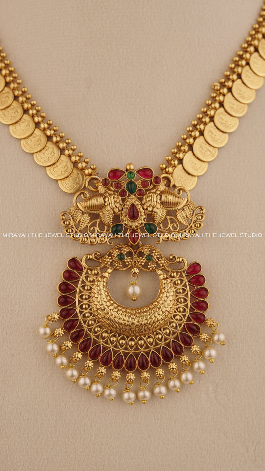 RUBY COIN PEACOCK NECKLACE