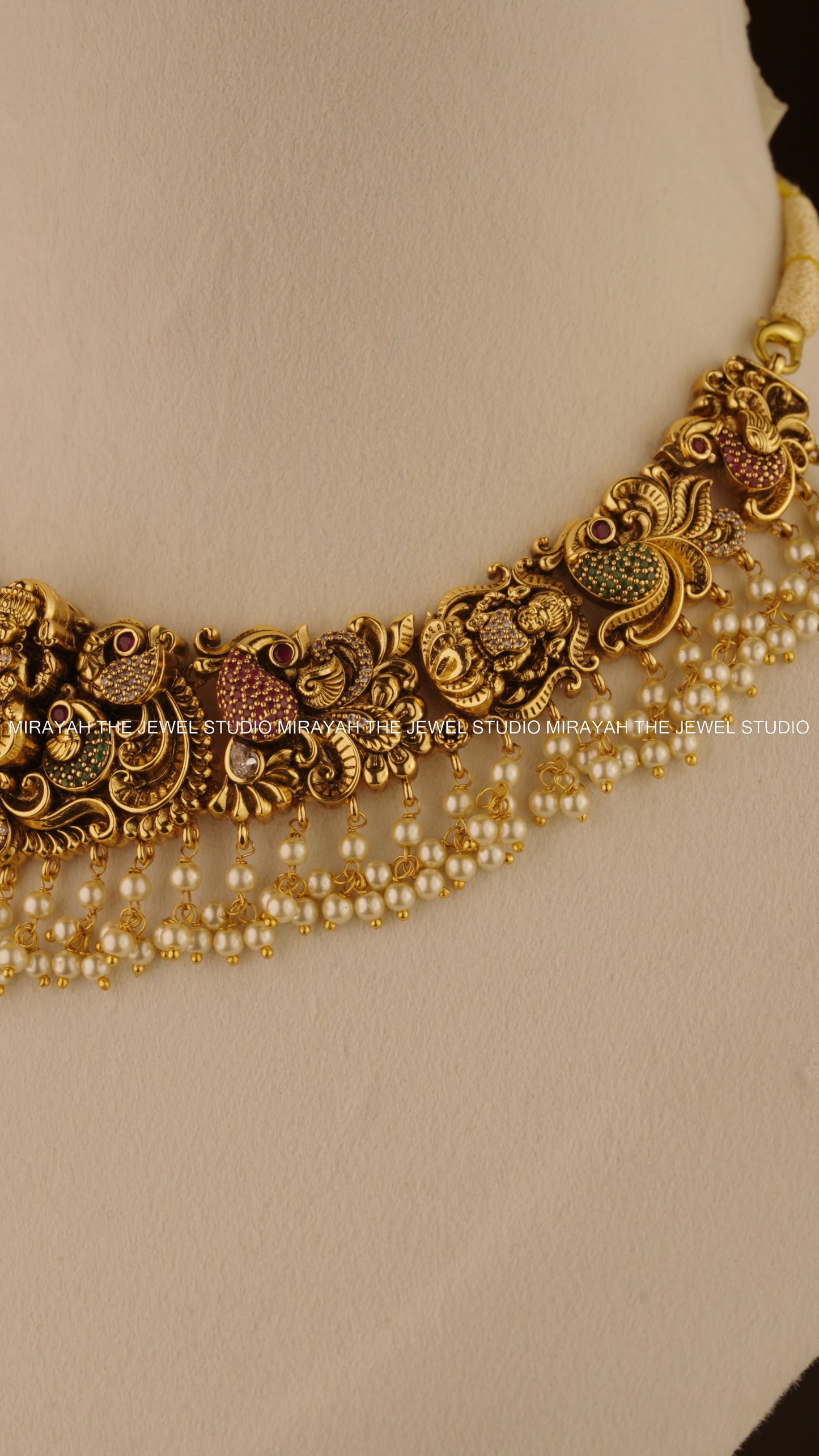 PEACOCK TARANGINI NECKLACE - PINK AND GREEN