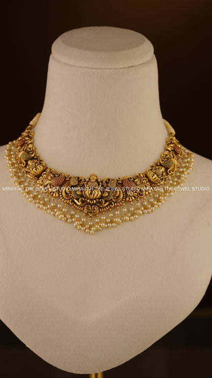 PEACOCK TARANGINI NECKLACE - PINK AND GREEN