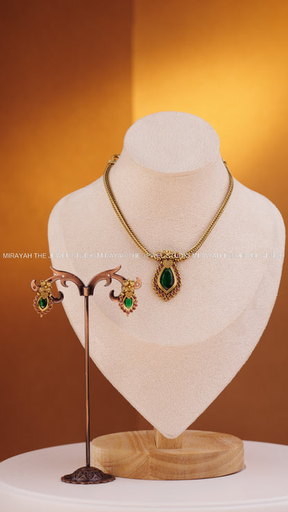 RAJAM PALAKKA NECKLACE - GREEN