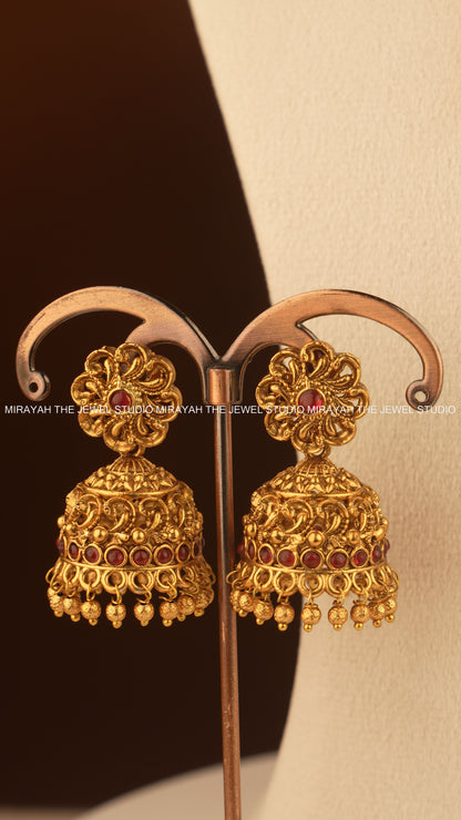 RADHEY SHYAM TEMPLE NECKLACE - RED