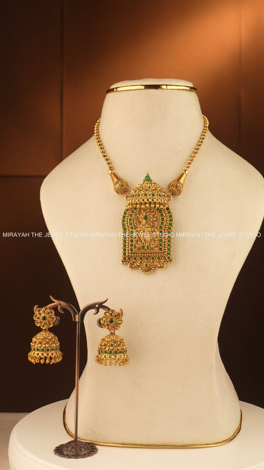RADHEY SHYAM TEMPLE NECKLACE - GREEN