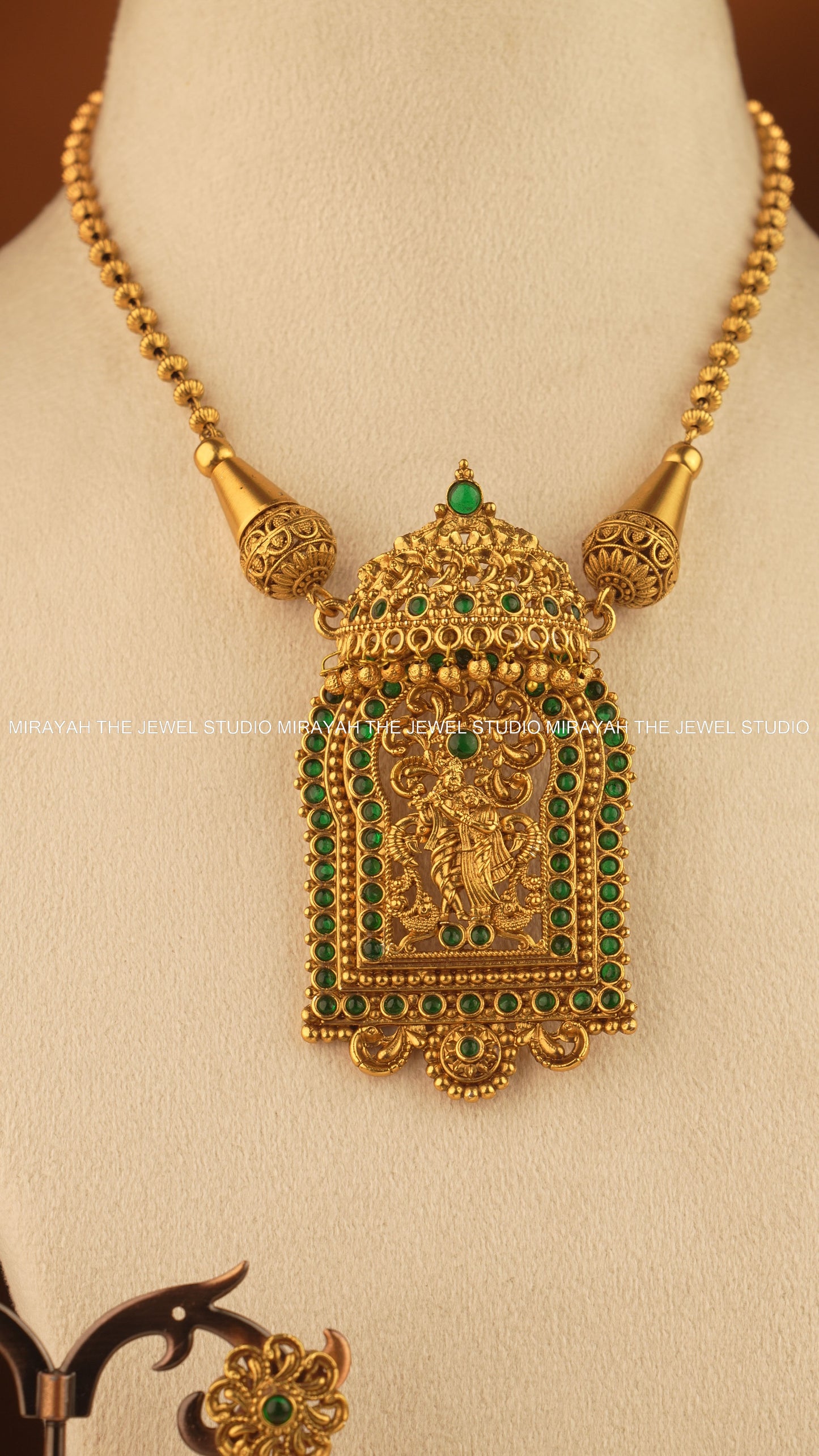 RADHEY SHYAM TEMPLE NECKLACE - GREEN