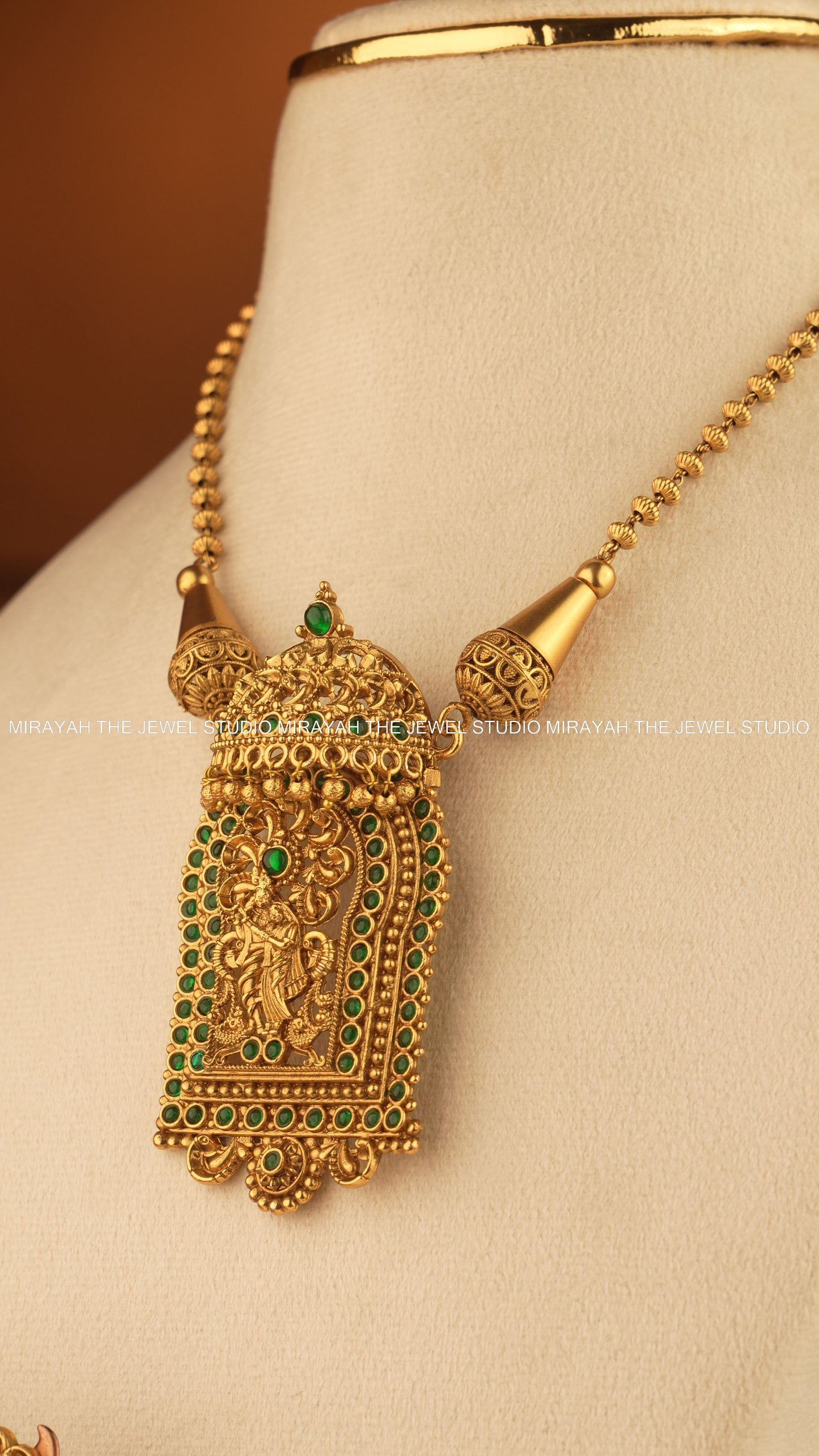 RADHEY SHYAM TEMPLE NECKLACE - GREEN