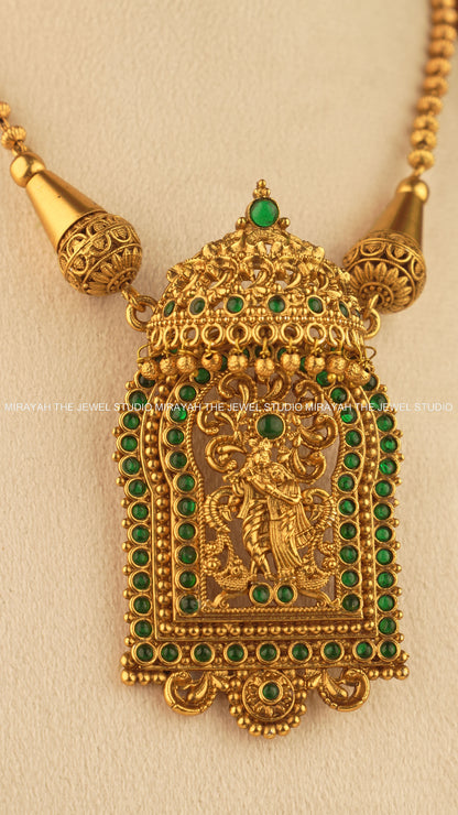 RADHEY SHYAM TEMPLE NECKLACE - GREEN