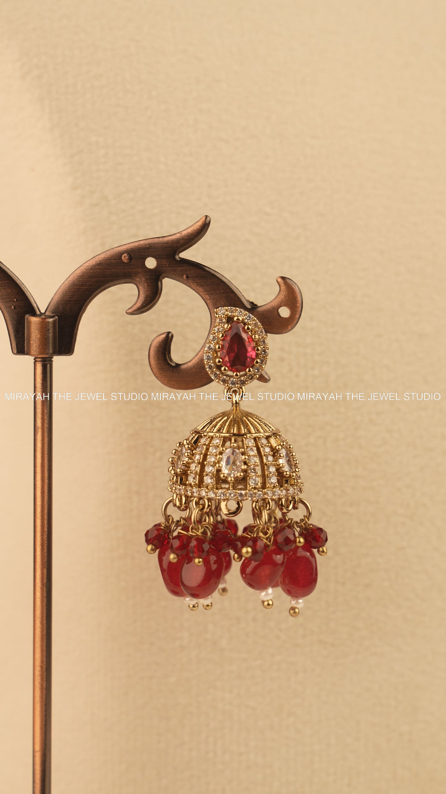 PEACOCK GRACE CHOKER - MAROON/RED