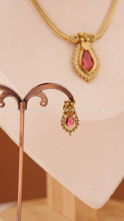 RAJAM PALAKKA NECKLACE - RED