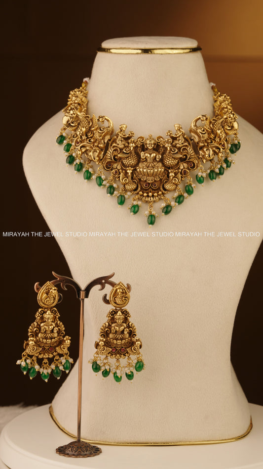 FEATHER CREST LAKSHMI NECKLACE (HEAVY)