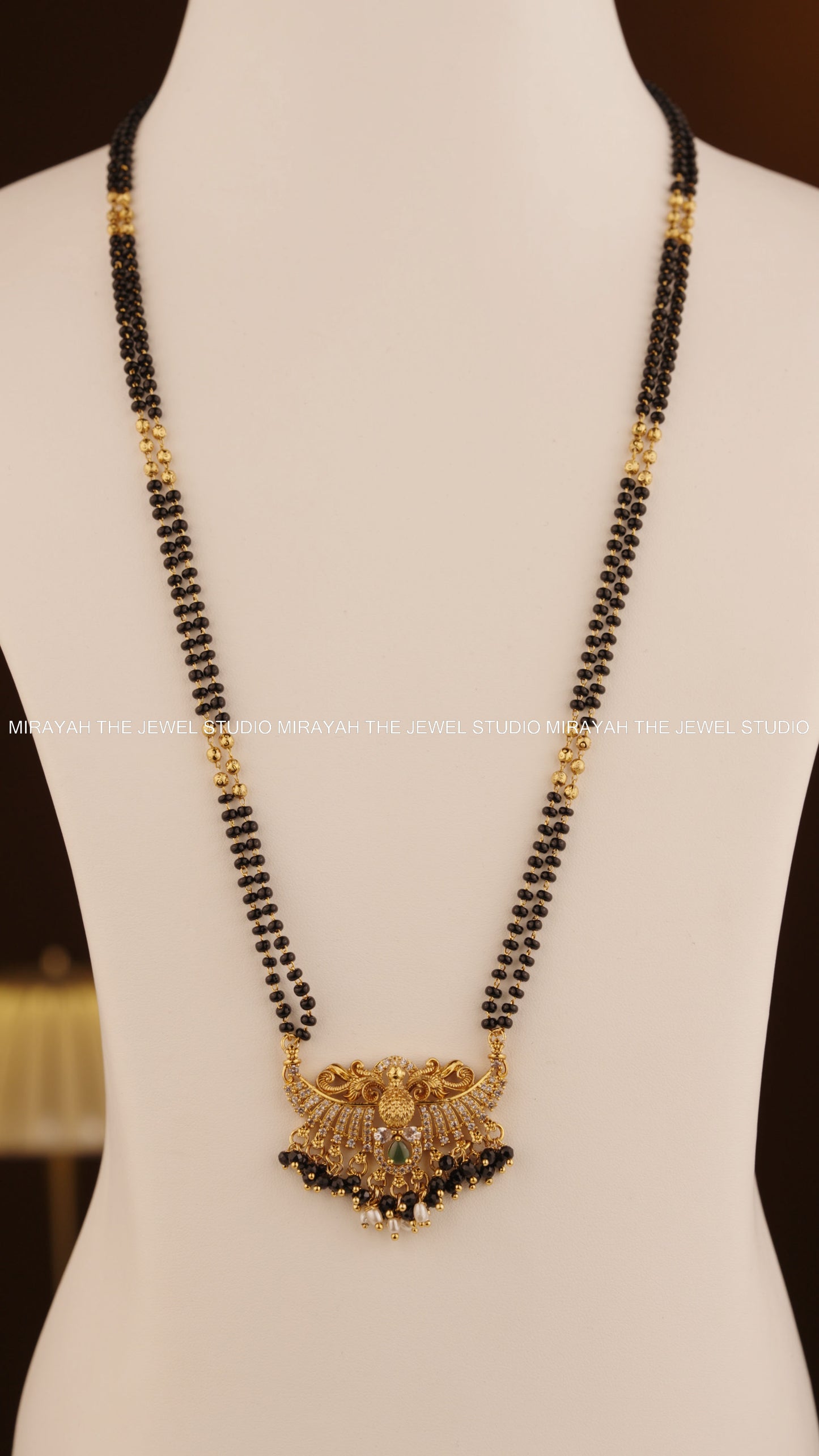 MORNI BLACK BEAD HARAM - GREEN