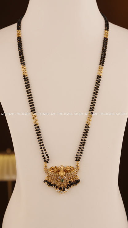 MORNI BLACK BEAD HARAM - GREEN